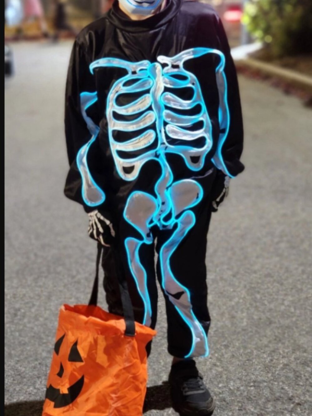 Boys Light Up Skeleton Halloween Costume - 7/8